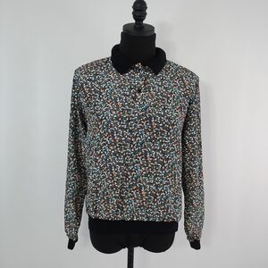 Vintage 80s Notations Womens Banded Multicolored Floral Top size 10 Art Teacher